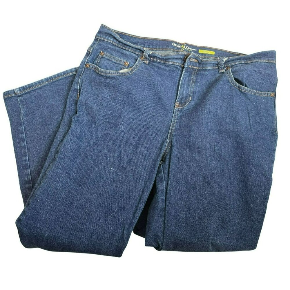 Style & Co. Womens Easy Fit Jeans Dark Wash Cotton Spandex Size 14 WP  jj3769